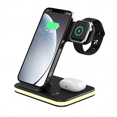 JEDI QI Fast Charge 4 in 1 Station 15W Charging Dock Stand Wireless Phone Charger 2023 With Desk Lamp