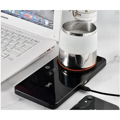 Warmer Coffee Usb With Mug Beverage Tea Milk Heating Cup Charing 2 In 1 Qi Fast And High Quality Hot Selling Wireless Charger
