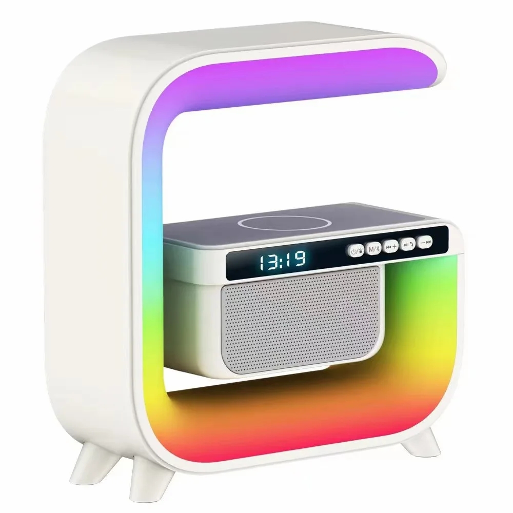 Multifunctional Colorful Light 15W Wireless Charging Portable Speaker G Shaped Wireless Charger LED Lamp