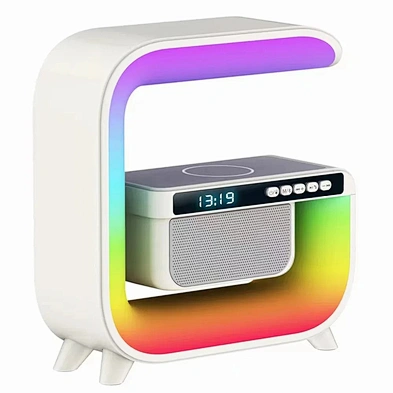 Multifunctional Colorful Light 15W Wireless Charging Portable Speaker G Shaped Wireless Charger LED Lamp