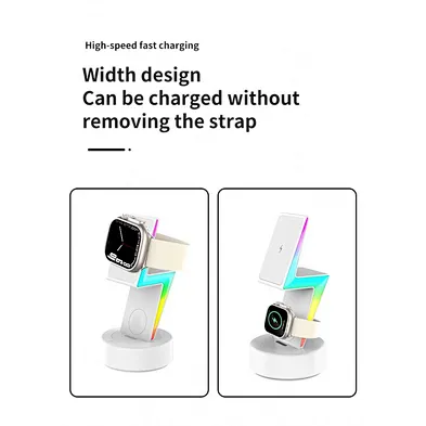 2024 hot sale unique design For phone Magnetic Wireless Charger Stand 3 In 1 Rgb wireless charger
