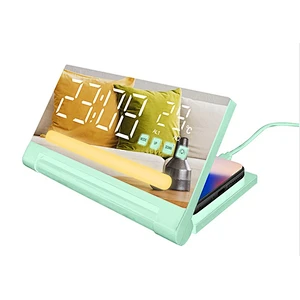 3 in 1 wireless charger alarm clock with led light
