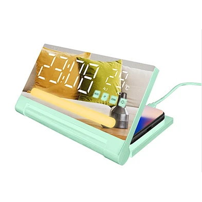 3 in 1 wireless charger alarm clock with led light