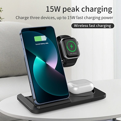 Charging 15W Fast Stand In Qi Three One Magnetic Mobile Phone Charge Holder Station 3 1 Wireless Charger
