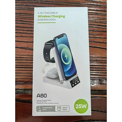 Multifunctional  Fast Charging Stand 4in1 Foldable Portable Digital Alarm A60 3 In 1 Wireless Charger With Clock