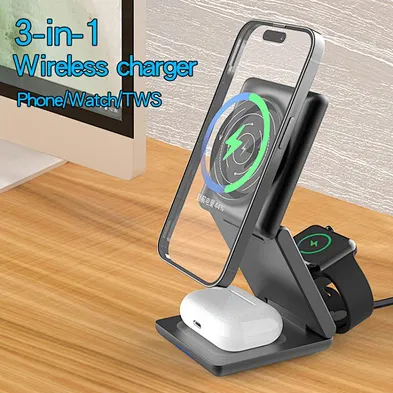 superb magnetic 3 in 1 foldable wireless charger for phone