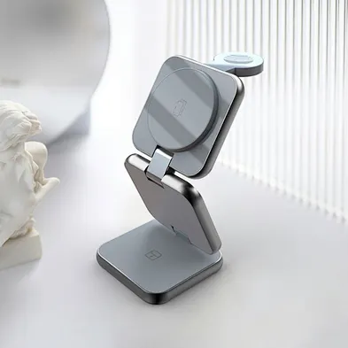 2024 multifunction new product Charger, Alloy Charging Foldable Aluminum 3 In 1 Wireless Charger
