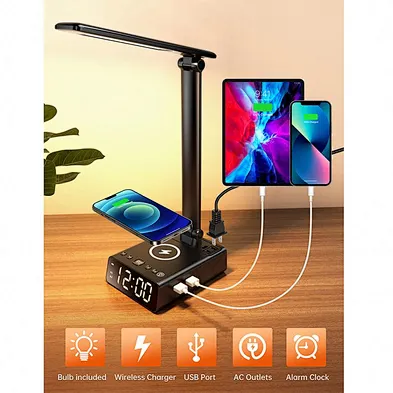 2024 multifunction Hot Sale Led Night Alarm Clock Desk Lamp - Table Light With Wireless Charger portable