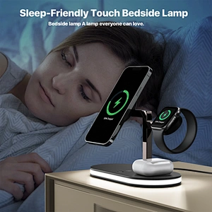 4 in 1 table lamp wireless charger led desk lamp light with wireless charger for smart phone earphone and smart watch UD23