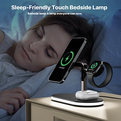 4 in 1 table lamp wireless charger led desk lamp light with wireless charger for smart phone earphone and smart watch UD23