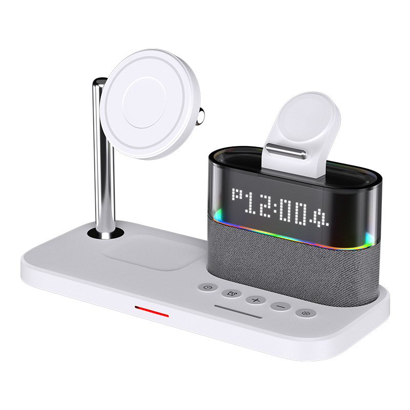 New 5 in 1 Light Alarm Wireless  With Wireless Charger And Clock with rgb night light wireless charger