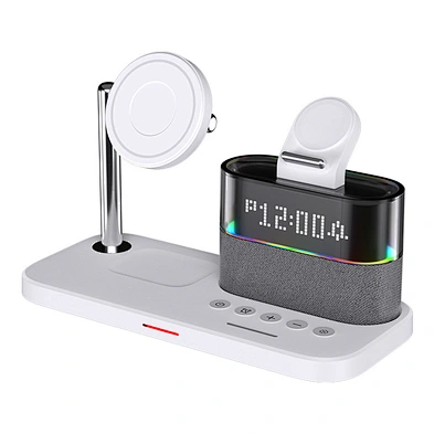 New 5 in 1 Light Alarm Wireless  With Wireless Charger And Clock with rgb night light wireless charger