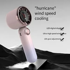 2024 New Desktop Mini Portable violent bladeless turbine high speed small handheld fan speed LED intelligent digital display