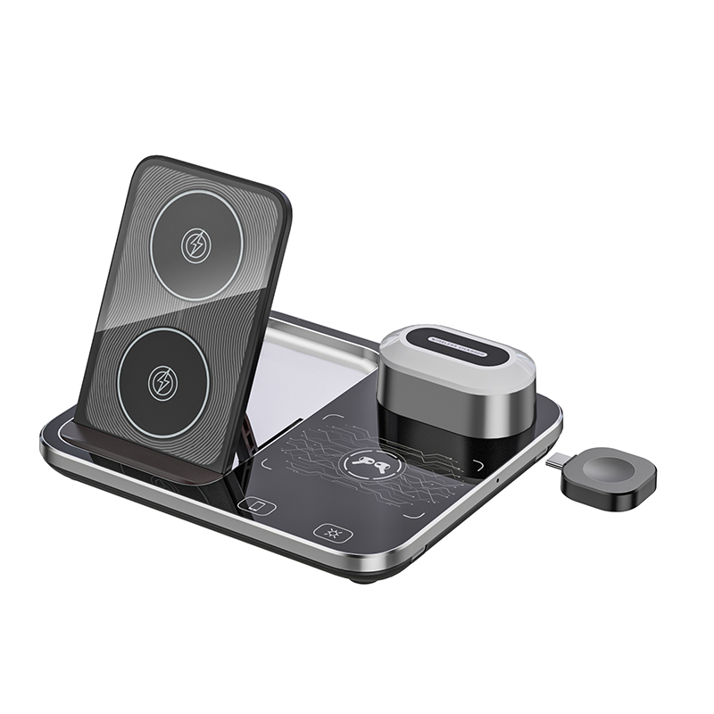 JEDI Desktop RGB Night Light Foldable R12 Wireless Charger 4 In 1 Wireless Charging Station With Electric Lifting