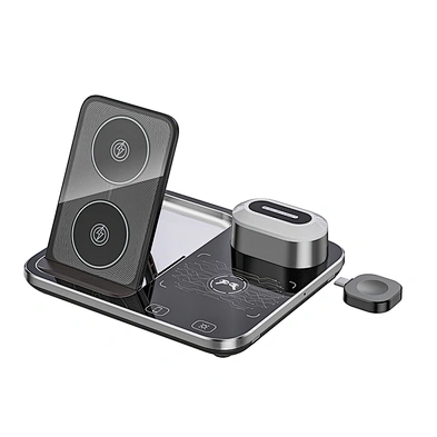 JEDI Desktop RGB Night Light Foldable R12 Wireless Charger 4 In 1 Wireless Charging Station With Electric Lifting
