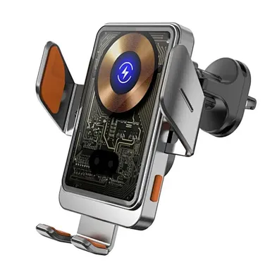 Transparent Metal Alloy Foldable 15W Hold Mobile Phone Holder Magnetic Car  Wireless Charger