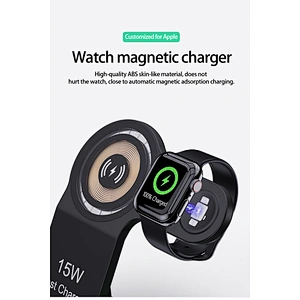 Magnetic Fast Charger 15W 3 In 1 Foldable Wireless Charging Charger With Logo Printing H148