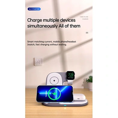Portable 15W Wireless Charging Station 3 in 1 Wireless Charger Fast Charging  for Phone