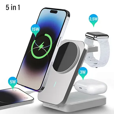 Factory Qi2 15W Fast Wireless Charger Stand Multifunction 3-in-1 Charging Stand with USB  Function for Phone Holder
