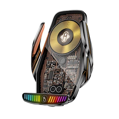 Phone Holder with RGB light Stand 15W Fast Charging Car Wireless Charger PD Wireless Car Phone Charger