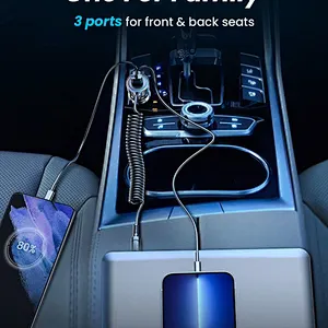 2024 hot sale multifunction 3 In 1 Fast C Car Charger With Retractable Usb Cable portable car charger