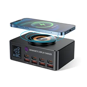 2024 new design multifunction wireless charger Cube With Top Central Storage Wireless Charging Usb Socket