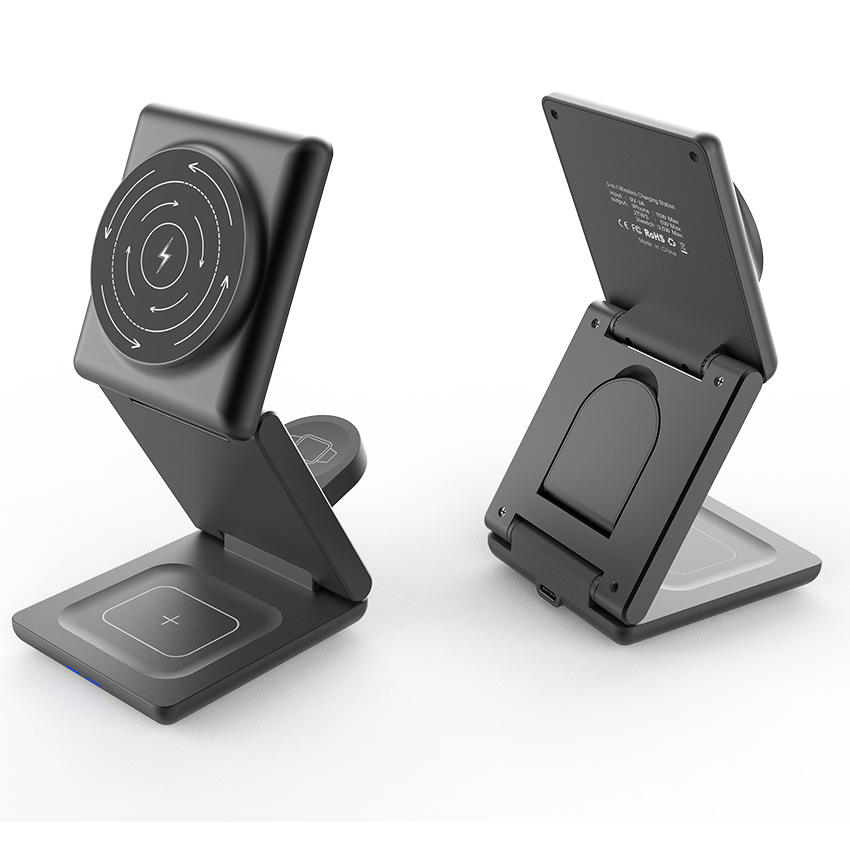 JEDI 2023 High Quality Fast Charging Magnetic 3-in-1 Foldable Wireless Charger for Phone Oem Qi ABS TYPE-C 
