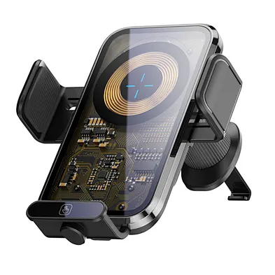 15W Aluminum Alloy 3 Auto Clamping Car Magnetic  Wireless Charger