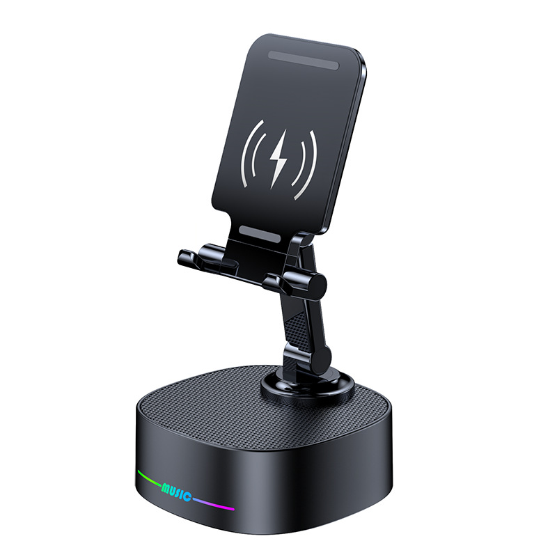 M-5 RGB light BT speaker 8w wireless phone charger speaker with phone stand wireless charging
