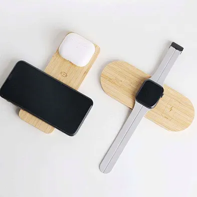 2024 high quality wireless charger 3 In 1 Wireless Charger Pad Wood
