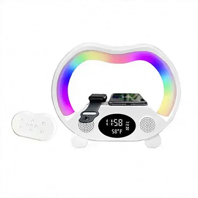 Lamp Wireless Charger Speaker Night RGB Alarm Clock LED Speaker Charger with Phone Wireless Charger Light and BT Speaker
