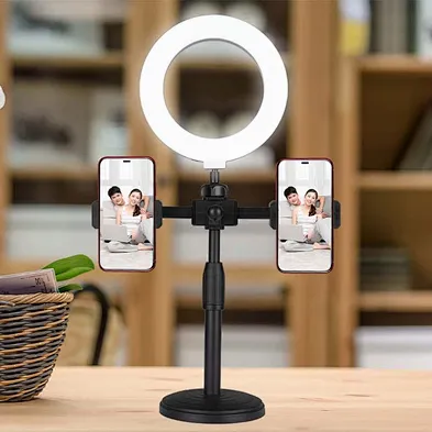 Top Selling Mobile Phone Clip Live Broadcast Desktop Mobile Phone Holder With Supplementary Light Integrated Mobile Phone Holder
