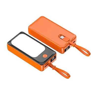 Fast charger Mini Powerbank with digital  LED Usb Tpye-C Display Digital  Built In Cable Portable 10000Mah Power Bank