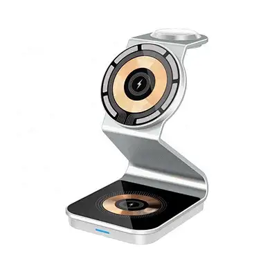 Transparent 3-In-1 Watch Qi For phone Stand 3 In 1 Wireless Charger