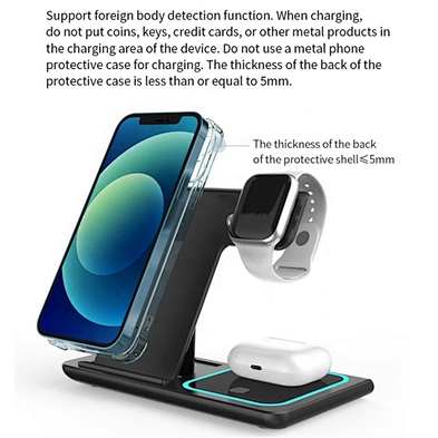 JEDI X455 wireless charger 3 in 1 wireless charging foldable qi fast 15w 3 in 1 wireless charger stand