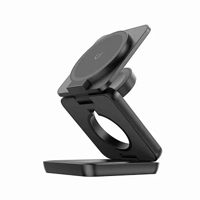 Factory Direct Sale High Quality Tri 3in1 Qi Folding Vertical Wireless Magnetic Charger For Phone Watch Earphones
