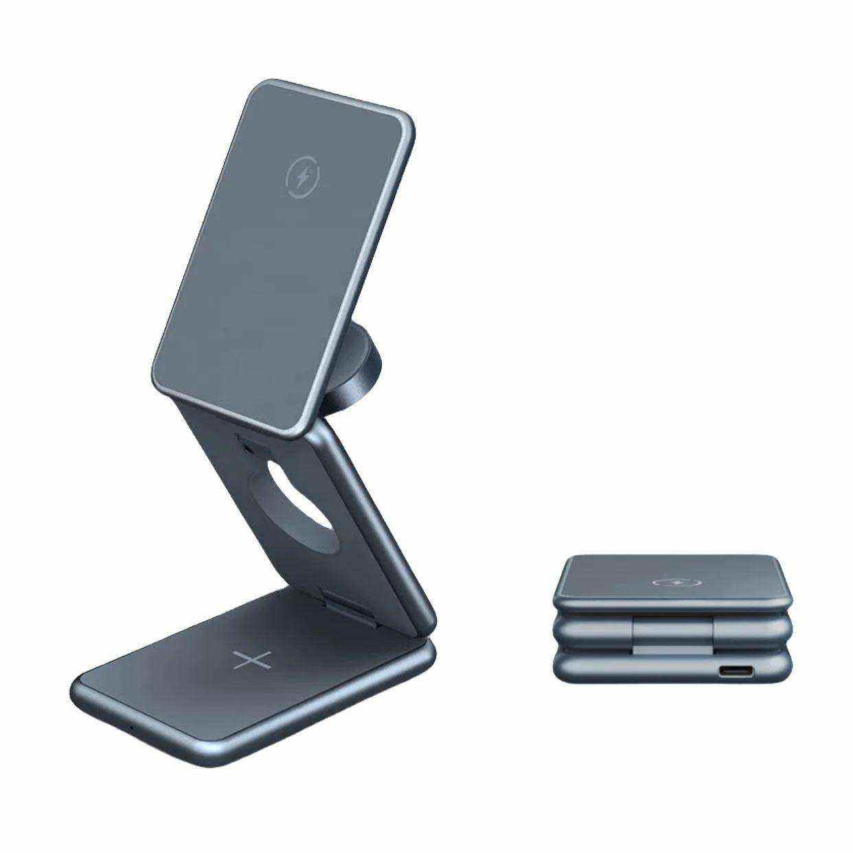 3-In-1 Folding 15W Fast Magnetic Stand Best Seller 3 In 1 Wireless Charger Alloy
