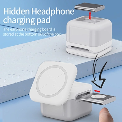 Magnetic 15W Fast Super Charge Desktop With Stand Hold New Multifunction Portable 3 In 1 Qi Station Logo Wireless Charger Cube