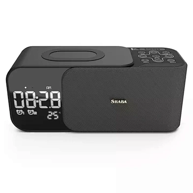 JEDI WD500 FM Radio TF Card Aux In Table Phone 10W Alarm Clock Wireless Charger Speaker With Night Light