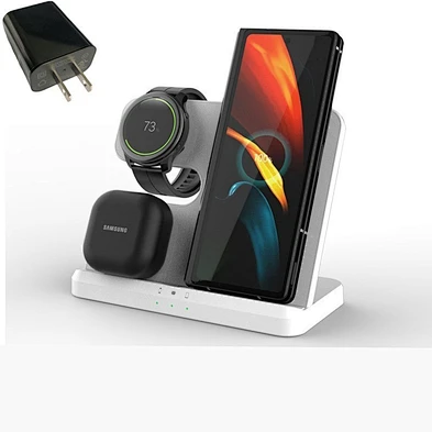 3 In 1 Stand Pad For phoneDesk Docking Qi Quick Charger 15W Wireless Fast Charger