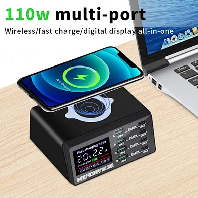 JEDI 110w 8 Ports Laptop Charge QC3.0 PD Multi Usb Wireless Charger Electric Charging Station With Multiport