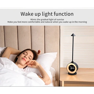 Table Lamp Dual Light Metal Smart Digital Desk Clocks For Home Wake Up Natural Sound Adjustment Night Portable Led Alarm Clockss