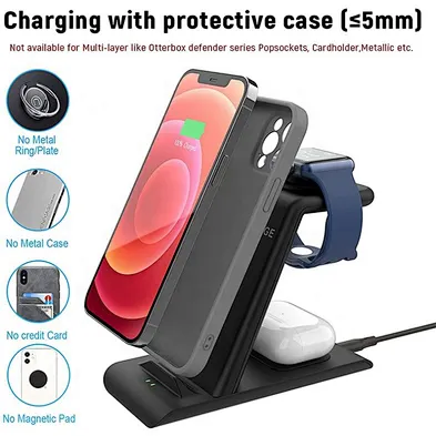High Quality 18W 3 In 1 Wireless Charger Stand Dock Qi Fast Charging Station Wireless Charging Station