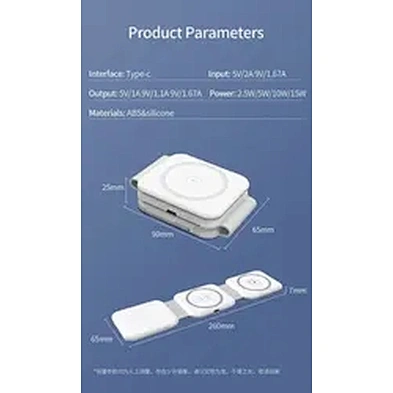 Designed Fast Charging 15W Portable Dock 3 In 1 Stand Qi Mobile Foldable Wireless Charger For Mobile Devices