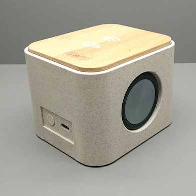 Bt  Wireless Bamboo Charger And Speaker Mini wooden Wireless Charger wooden speakers Wireless Speaker Portable