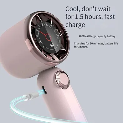 2024 New Desktop Mini Portable violent bladeless turbine high speed small handheld fan speed LED intelligent digital display
