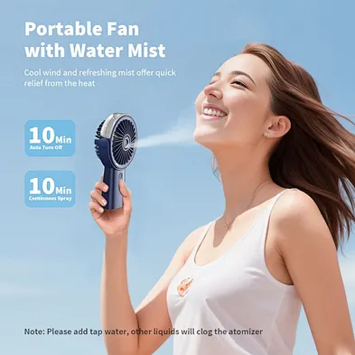 Suitable for Desktop Travel 4000mAh Misting Fan Mini Handheld Portable Fan
