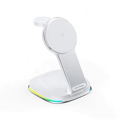 2024 best sale Magnetic Fast 15W 3 In 1 Foldable Wireless Charger with night light multifunction wireless charger