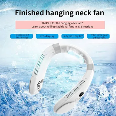 Portable Wearable Lazy Hanging Neck Fan Air Cooling USB Rechargeable 4400mah Leafless Refrigeration Sport Hands-Free Fan
