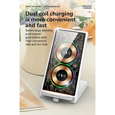 Mobile Phone 15W Fast Wireless Charging 3 In 1 Qi Stand Charger with night light